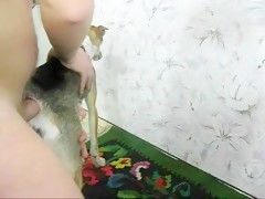 i tied my girlfrend and put my dog to lick her pussy