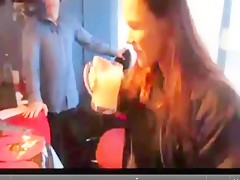 drinking a glass of cum